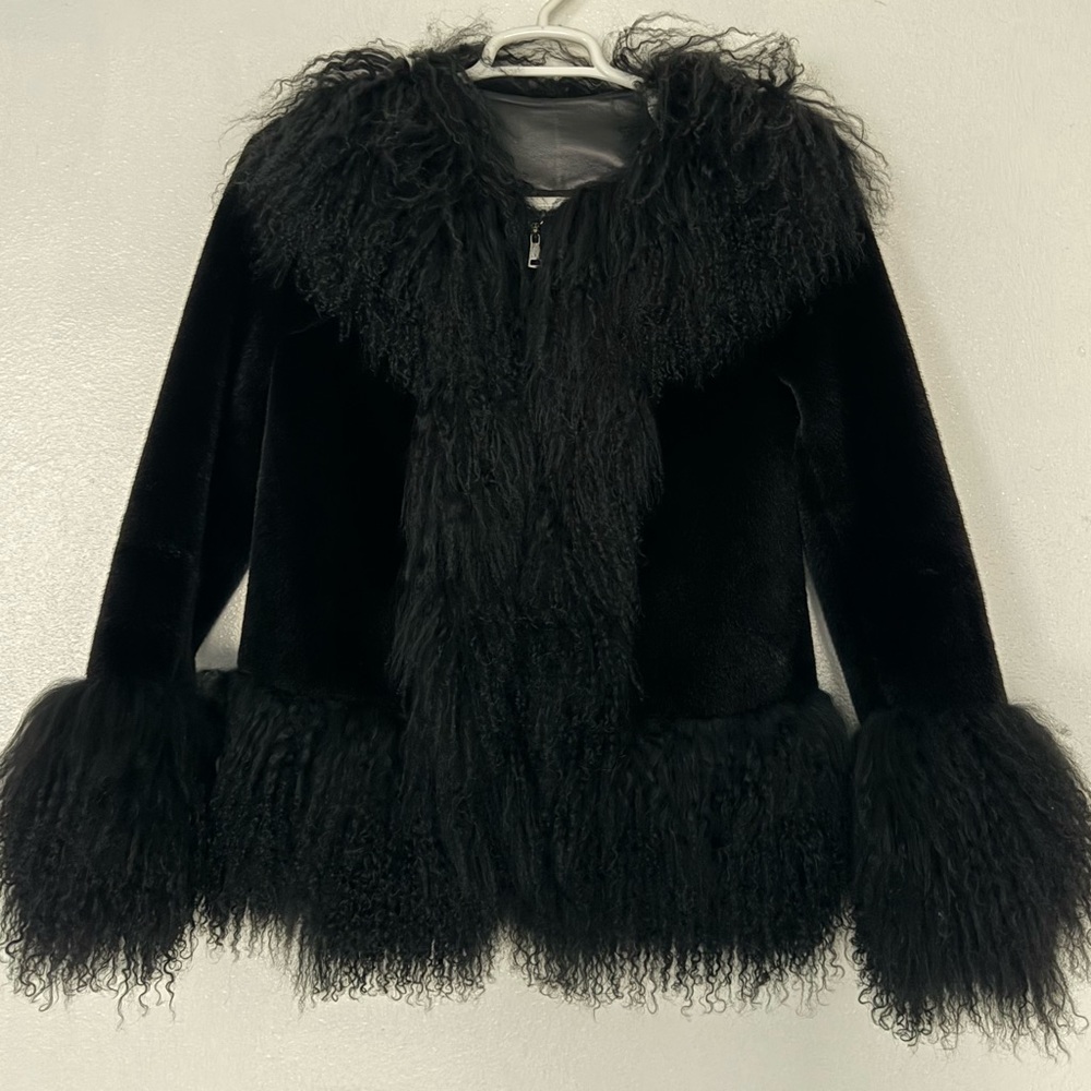 Black penny lane inspired fur coat